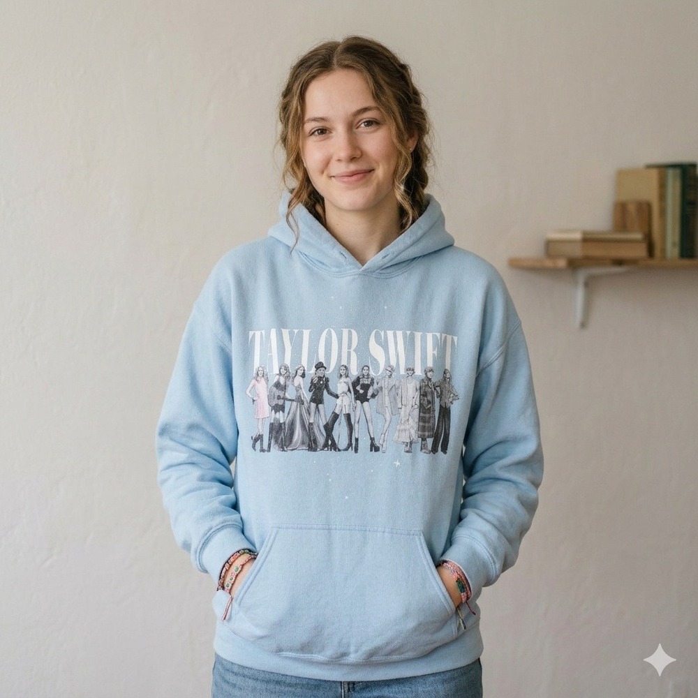 Taylor Swift Midnights Hoodie Size XL Blue Eras Tour Graphic Sweatshirt Swiftie